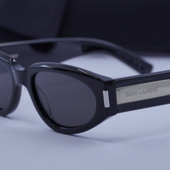 Saint Laurent SL618 001 Black Cat Eye Sunglasses - Picture 13 of 14